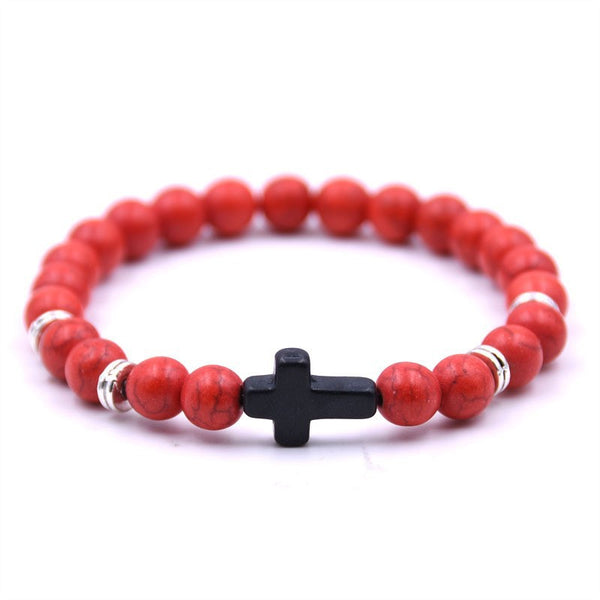 Stone White Turquoise Cross Bracelet (Multi-color)