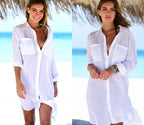 Bark Textured Two-Pocket Beach Cover-Up Shirt