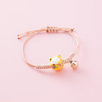Handcrafted Ceramic Lucky Cat Bracelet with Bell