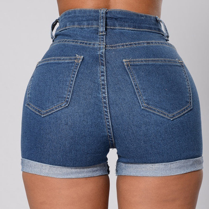 2020 Women's Trendy Denim Shorts with Rolled Hem