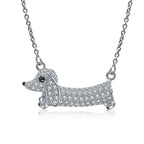 Dachshund Dog Necklace with Zirconia Stones