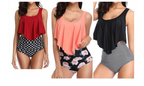 Ruffled High-Waisted Polka Dot Bikini Set