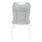 Gray Hollow Sexy Strapless Crop Tops for Women
