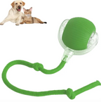 Interactive Smart Rolling Pet Ball, USB-C Rechargeable Automatic Moving Cat & Dog Toy with LED Light and Rope Tail