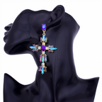 Crystal Cross Drop Earrings