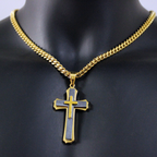 Men's Cross Pendant Steel Chain Necklace