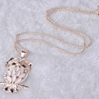 Opal Owl Pendant Sweater Necklace