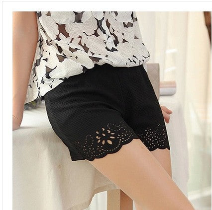 Summer Korean Lace Hollow Safety Shorts for Women