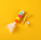 Hanging Cat Teaser Toy Self-Play Feather Bug Wand with Suction Cup Bell & Ribbon Elastic String Kitten Toy