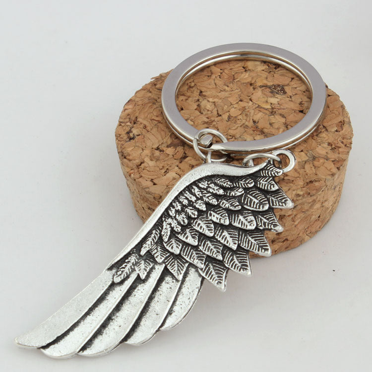 Heart-Shaped Rhinestone Keychain with Angel Wings | Accessory