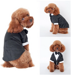 Formal Dog Tuxedo with Attached Bow Tie, Gentleman Wedding Suit Costume for Small and Medium Dogs, Black Party Pet Outfit