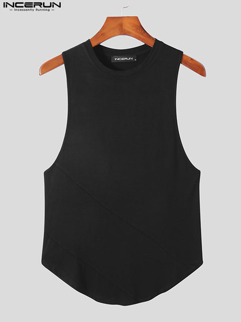 Solid Color O Neck Sleeveless Casual Men's Tank Top