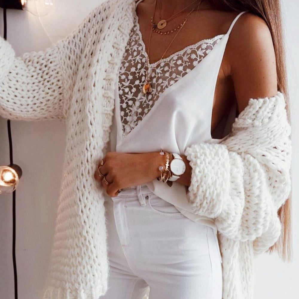 Women's V-Neck Lace Chiffon Camisole Top