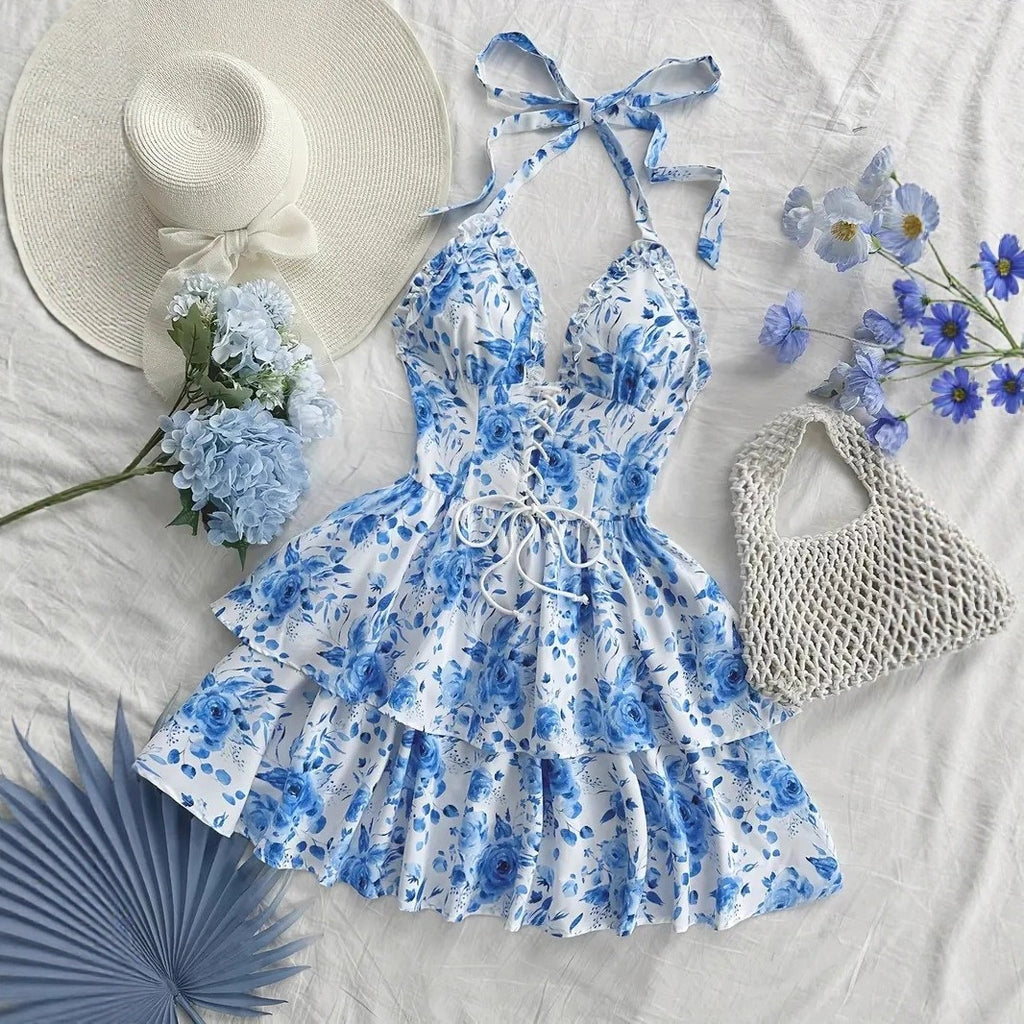 European & American Floral Camisole Dress