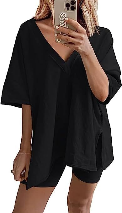 Women's 2-Piece Casual T-Shirt & High-Waist Shorts Set