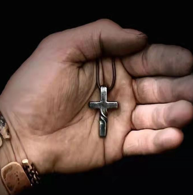 Hammered Christian Cross Pendant Necklace | Christian Jewelry