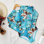 Women's Long Sleeve Printed One-Piece Surf Swimsuit