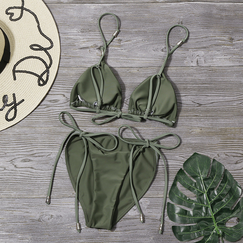Women's Strappy String Triangle Bikini Set