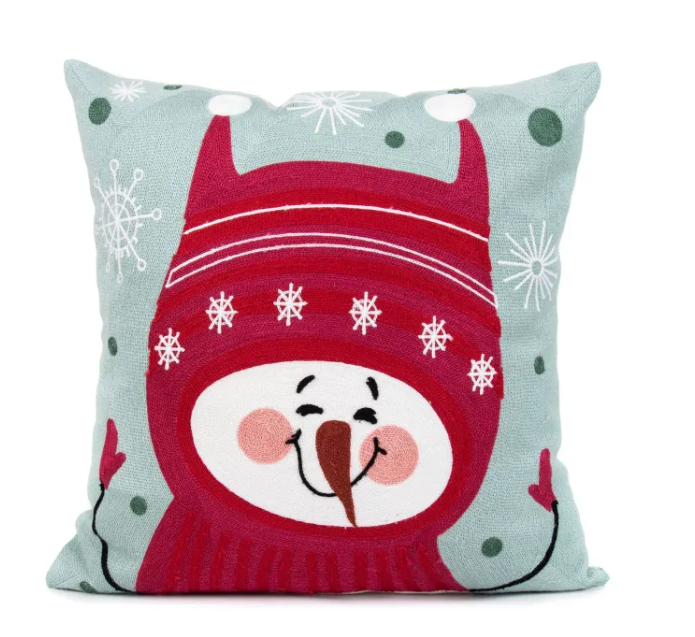 Embroidered Christmas Gnome Pillow Cover - Holiday Home Decor