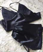 New V-Neck Lace Silk Women's Sleepwear Set
