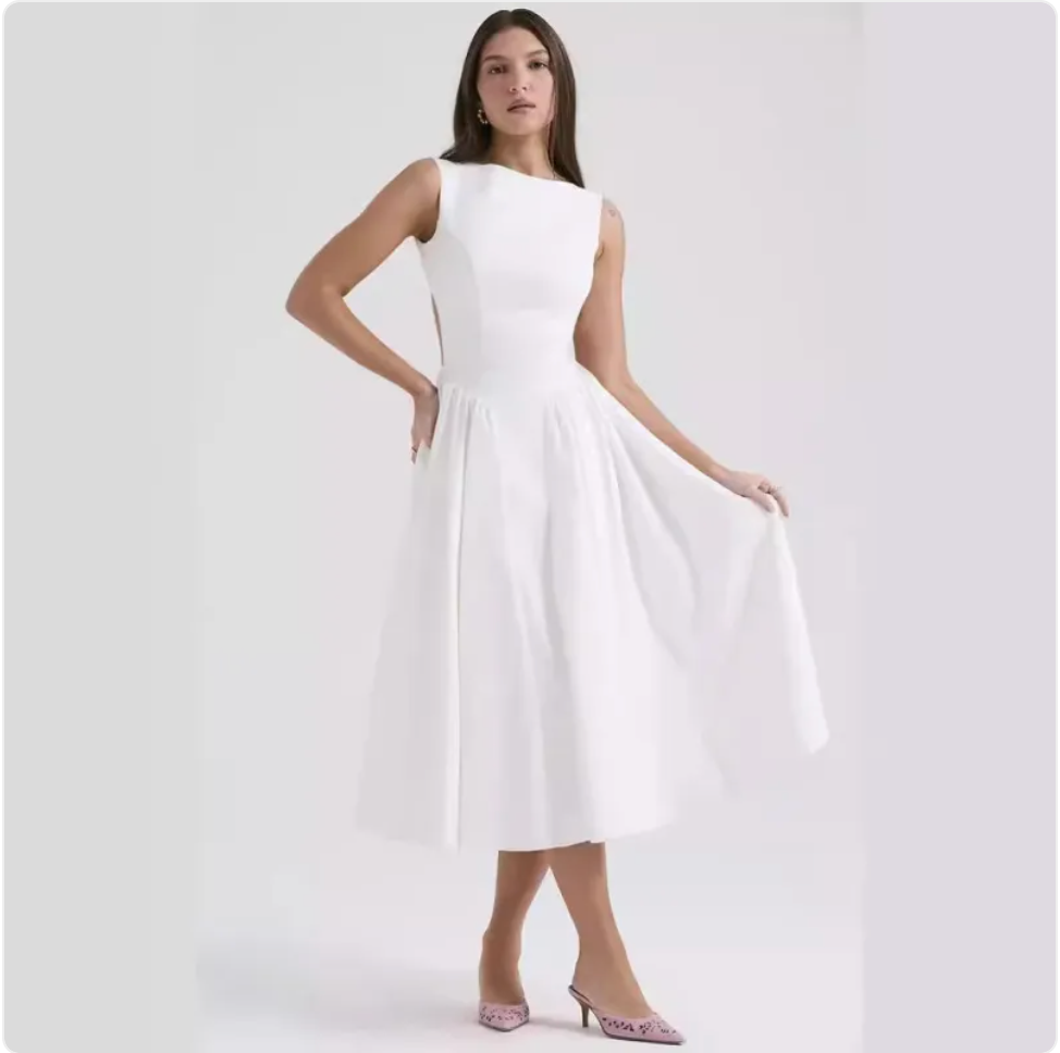 Summer Backless Spaghetti Strap Retro Dress