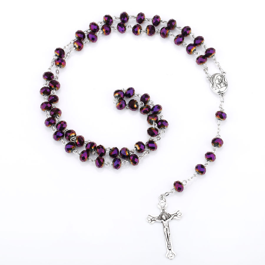 Beaded Crucifix Rosary Necklace