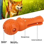 Durable Dog Chew Toy for Teeth Cleaning, Squeaky Rubber Dental Stick for Aggressive Chewers and Teething Puppies, Interactive Molar Toothbrush Toy
