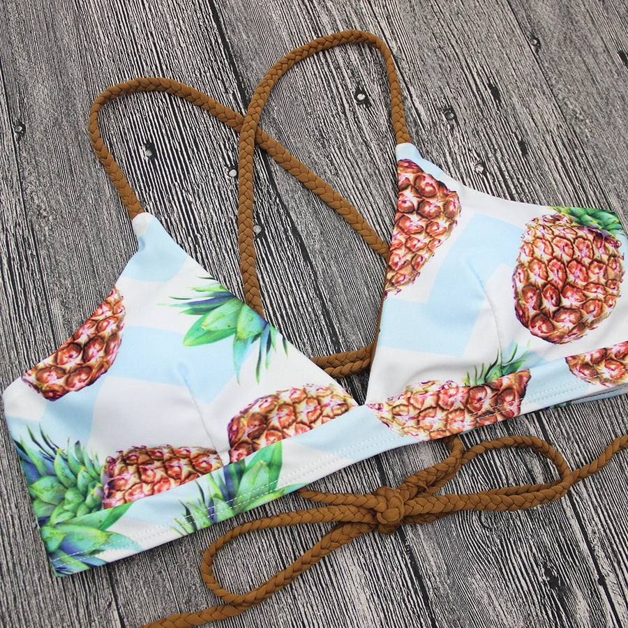 50pcs Women's Bandage Bikinis with Pineapple Print Set