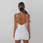 Tie-Front Ruched Bodycon Mini Dress