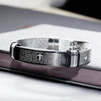 Black Titanium Steel Bracelet with Christian Bible Verse