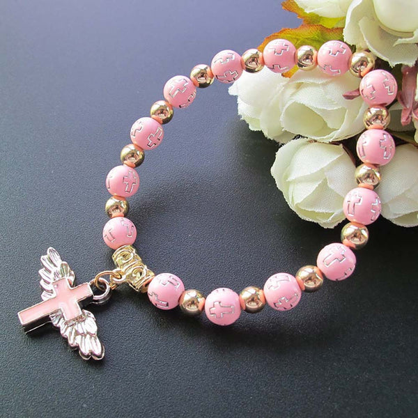 Angel Wing Cross Rosary Bracelet | Christian Jewelry