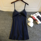 Lace-Trim Satin Chemise Nightgown
