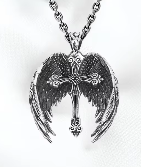 Vintage Angel Wings Cross Necklace