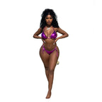 Women's Metallic Reflective String Triangle Bikini Set