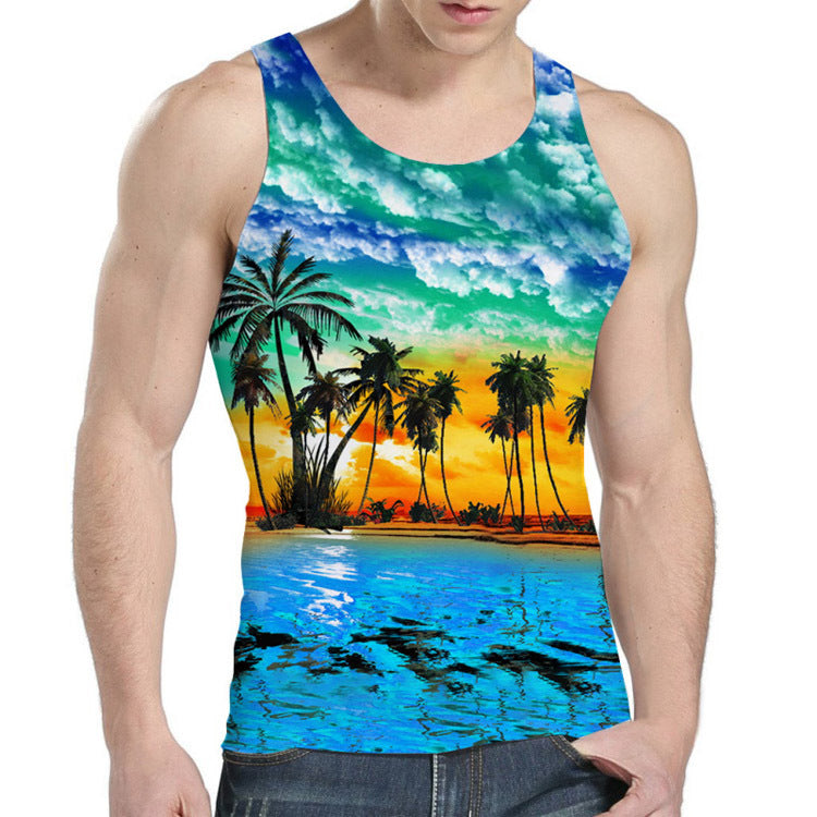 Men's Loose Casual 3D Digital Print Horse Tank Top