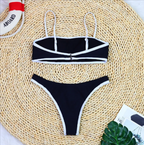 Contrast Trim Spaghetti Strap Bikini Set
