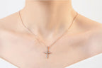 Cross Pendant Necklace with Zirconia Accents