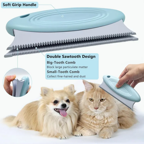 3-Pack Pet Hair Remover Set, Reusable Fur Removal Brush, Copper Head Deshedding Tool and Silicone Sawtooth Cleaner for Furniture Carpet and Clothes