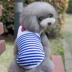 Little Princess Striped Dog Tank Top with Ruffle Sleeves, Crown Print Breathable Summer Vest for Small Dogs and Puppies