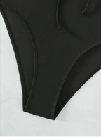 Women's Black Lace-Up Front One-Piece Swimsuit