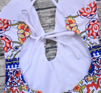 Boho Floral Deep-V One-Piece Swimsuit