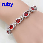 Inlaid Crystal Floral Tennis Bracelet
