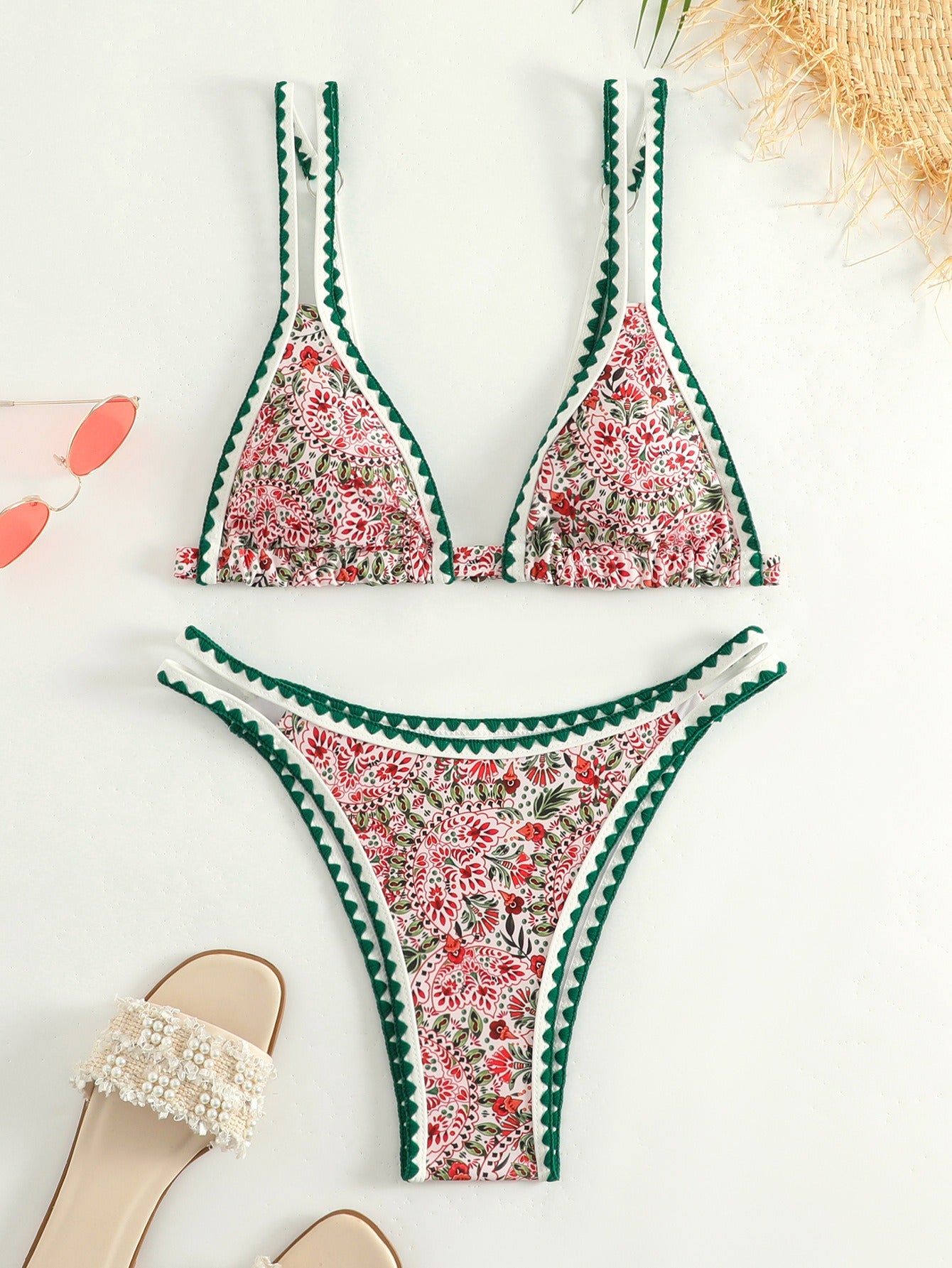Boho Floral Triangle Bikini Set