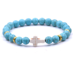 Stone White Turquoise Cross Bracelet (Multi-color)
