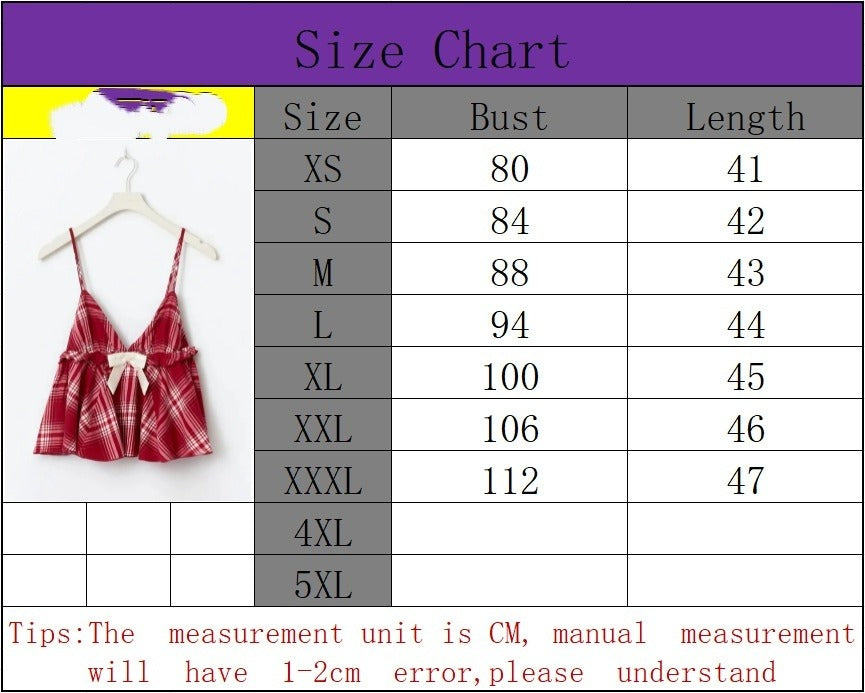 Plaid Bow Tie Camisole Set for Women