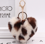 Leopard Print Plush Heart Keychain | Accessory
