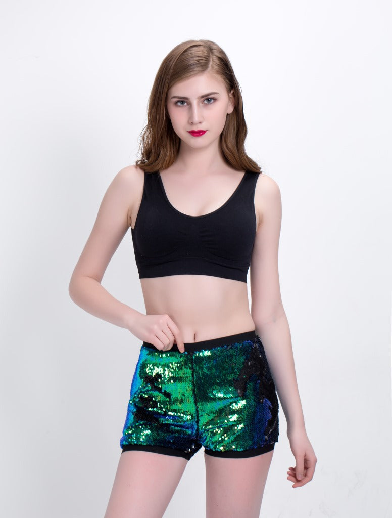 Shiny Sequin Shorts with Bow for Women