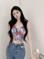 French Contrast Floral Slim Women's Short Camisole