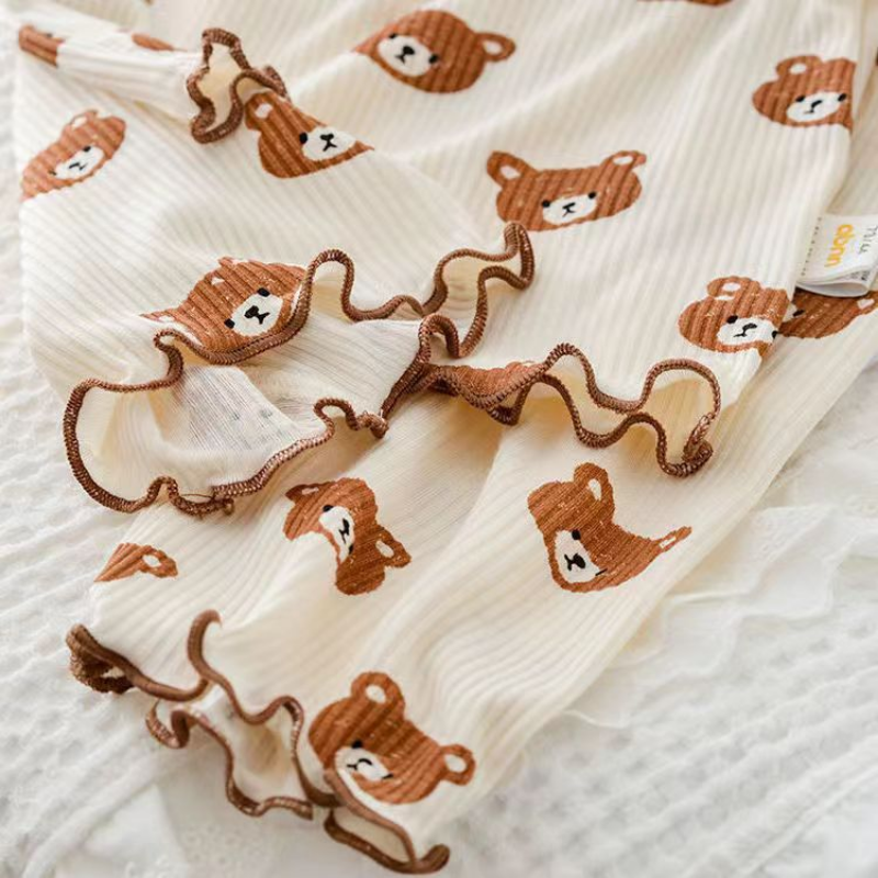 Summer Bear Pajama Set for Baby Girls (T-shirt & Shorts) | Streetwear