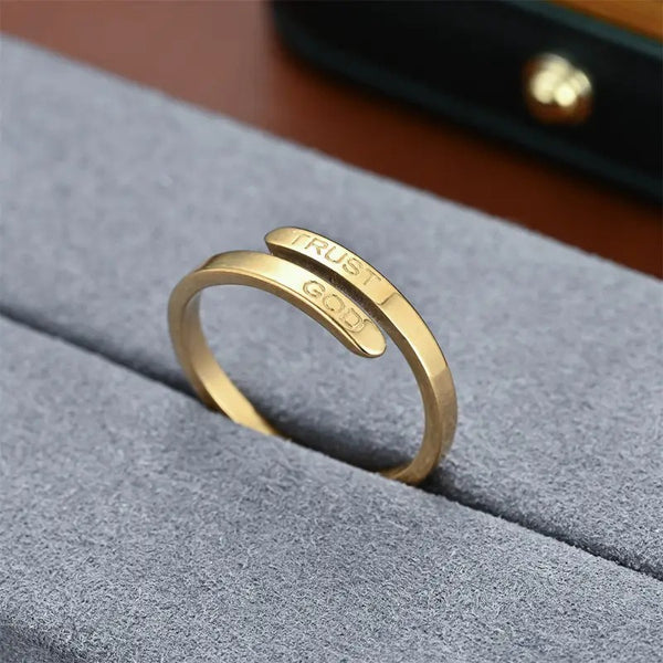 TRUST GOD Adjustable Engraved Ring